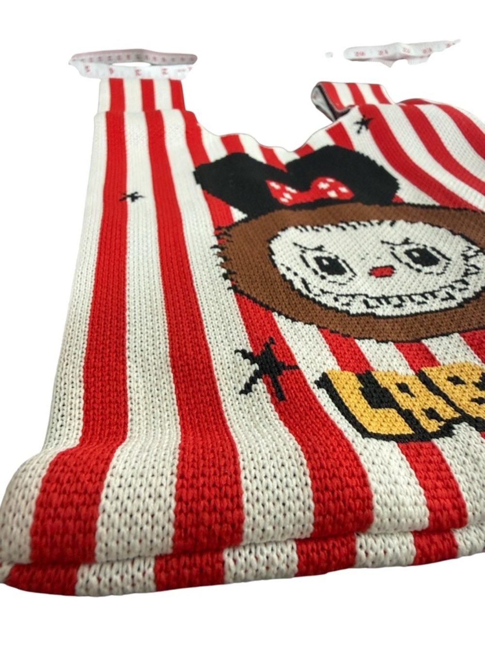 Labubu Knit Mini Tote Bag Red Stripe Graphic Stretch Reusable - Picture 2 of 7